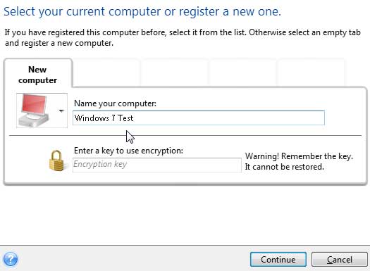 Select a Computer or Register a New One