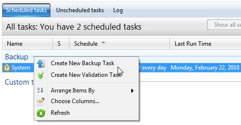 Create a New Backup Task